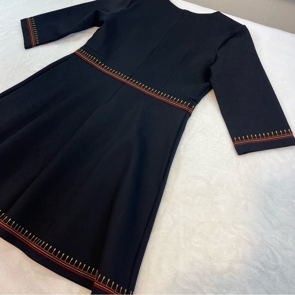 Lai Meng Five Cats Embroidered Floral Folk art Mini Dress Black Size XL NWT - Picture 8 of 14